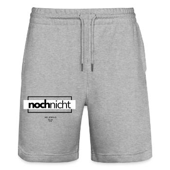 Noch Nicht – Minimal German Typography - Stanley/Stella Unisex Bio Joggingshorts Trainer  - Grau meliert - Vorne - Nik (191cm) & Marisol (170cm)