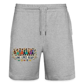 LONGUES FILES PRÊTES - Short de jogging bio TRAINER Stanley/Stella unisexe - gris chiné - Devant - Nik (191cm) & Marisol (170cm)