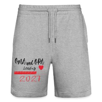 Loading Oma und Opa 2027 - Stanley/Stella Unisex Bio Joggingshorts Trainer  - Grau meliert - Vorne - Nik (191cm) & Marisol (170cm)