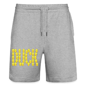 Cute duck typography - Stanley/Stella Trainer Unisex Organic Jogging Shorts - heather grey - Front - Nik (191cm) & Marisol (170cm)