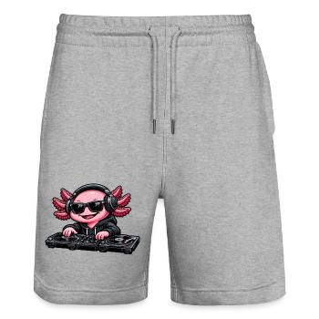 Axolotl Beats – Cute Axolotl as a DJ - Stanley/Stella Trainer Unisex Organic Jogging Shorts - heather grey - Front - Nik (191cm) & Marisol (170cm)