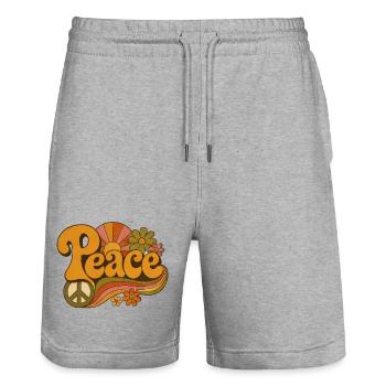 peace - Stanley/Stella Trainer Unisex Organic Jogging Shorts - heather grey - Front - Nik (191cm) & Marisol (170cm)