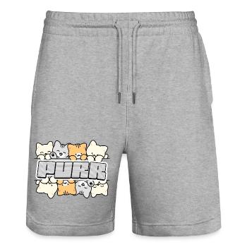 Cat Crew  Logo - Stanley/Stella Trainer Unisex Organic Jogging Shorts - heather grey - Front - Nik (191cm) & Marisol (170cm)
