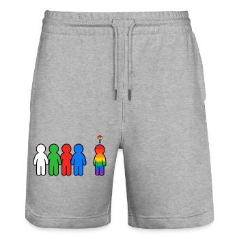 Anders und Stolz Regenbogen Grafik - Stanley/Stella Trainer Unisex Organic Jogging Shorts - heather grey - Front - Nik (191cm) & Marisol (170cm)