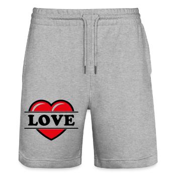 Cœur / Cœur / Amour (Noir 2C) - Short de jogging bio TRAINER Stanley/Stella unisexe - gris chiné - Devant - Nik (191cm) & Marisol (170cm)