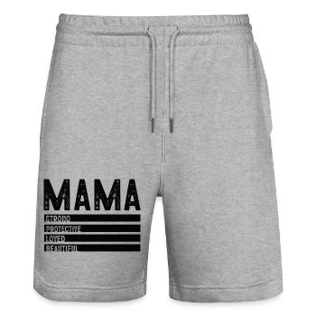 Valeurs fortes de Mama - Short de jogging bio TRAINER Stanley/Stella unisexe - gris chiné - Devant - Nik (191cm) & Marisol (170cm)