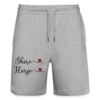Shire Horse with a Heart - Stanley/Stella Trainer Unisex Organic Jogging Shorts - heather grey - Front - Nik (191cm) & Marisol (170cm)