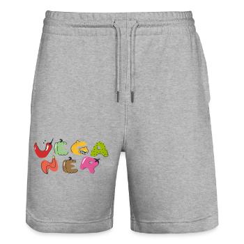 Vegan  - Stanley/Stella Unisex Bio Joggingshorts Trainer  - Grau meliert - Vorne - Nik (191cm) & Marisol (170cm)