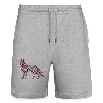 Patchwork Wolf Colors Game - Stanley/Stella Trainer Unisex Organic Jogging Shorts - heather grey - Front - Nik (191cm) & Marisol (170cm)