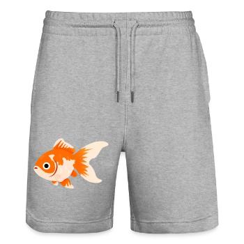 Comet Goldfish Cartoon Splash - Stanley/Stella Trainer Unisex Organic Jogging Shorts - heather grey - Front - Nik (191cm) & Marisol (170cm)