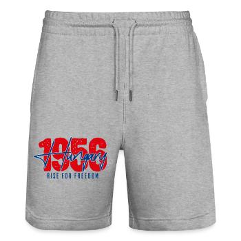 Hungary 1956 – Rise for Freedom | Hungary Uprising - Stanley/Stella Trainer Unisex Organic Jogging Shorts - heather grey - Front - Nik (191cm) & Marisol (170cm)