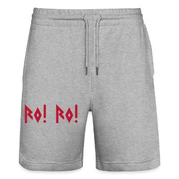 Calm! Calm! – Norwegian Viking - Stanley/Stella Trainer Unisex Organic Jogging Shorts - heather grey - Front - Nik (191cm) & Marisol (170cm)