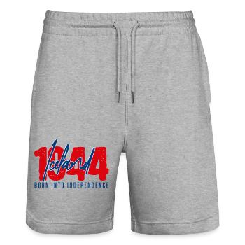 Iceland 1944 – Born Into Independence | Republic - Stanley/Stella Trainer Unisex Organic Jogging Shorts - heather grey - Front - Nik (191cm) & Marisol (170cm)
