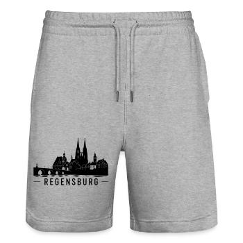 Regensburg Skyline - Stanley/Stella Unisex Bio Joggingshorts Trainer  - Grau meliert - Vorne - Nik (191cm) & Marisol (170cm)