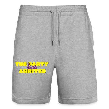 THE PARTY HAS ARRIVED, CAN GO MOUSE - Stanley/Stella Trainer Unisex Organic Jogging Shorts - heather grey - Front - Nik (191cm) & Marisol (170cm)