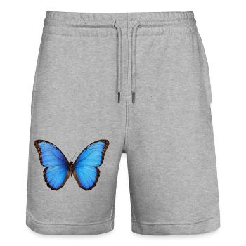 Blue Morpho Butterfly Realistic Style - Stanley/Stella Trainer Unisex Organic Jogging Shorts - heather grey - Front - Nik (191cm) & Marisol (170cm)