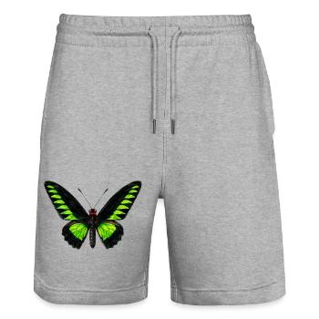 Trogonoptera Birdwing de Rajah Brooke - Short de jogging bio TRAINER Stanley/Stella unisexe - gris chiné - Devant - Nik (191cm) & Marisol (170cm)