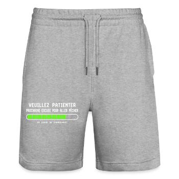 Prochaine excuse pour aller pêcher - Short de jogging bio TRAINER Stanley/Stella unisexe - gris chiné - Devant - Nik (191cm) & Marisol (170cm)