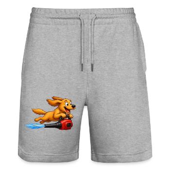Dog Flying With Leaf Blower Jetpack - Stanley/Stella Trainer Unisex Organic Jogging Shorts - heather grey - Front - Nik (191cm) & Marisol (170cm)