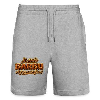 Je suis barbu - Short de jogging bio TRAINER Stanley/Stella unisexe - gris chiné - Devant - Nik (191cm) & Marisol (170cm)