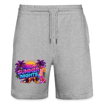 Nuits d'Été Néon Tropiques - Short de jogging bio TRAINER Stanley/Stella unisexe - gris chiné - Devant - Nik (191cm) & Marisol (170cm)