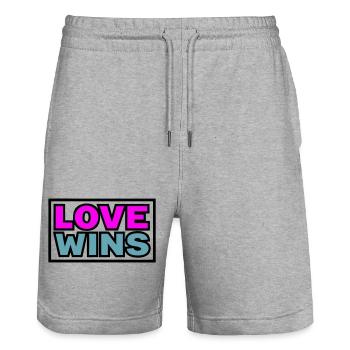 Love Wins Quote Graphic - Stanley/Stella Trainer Unisex Organic Jogging Shorts - heather grey - Front - Nik (191cm) & Marisol (170cm)