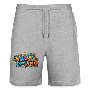 Normal kann jeder Graffiti - Stanley/Stella Unisex Bio Joggingshorts Trainer  - Grau meliert - Vorne - Nik (191cm) & Marisol (170cm)