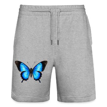 Ulysses Butterfly Papilio ulysses Watercolor Style - Stanley/Stella Trainer Unisex Organic Jogging Shorts - heather grey - Front - Nik (191cm) & Marisol (170cm)