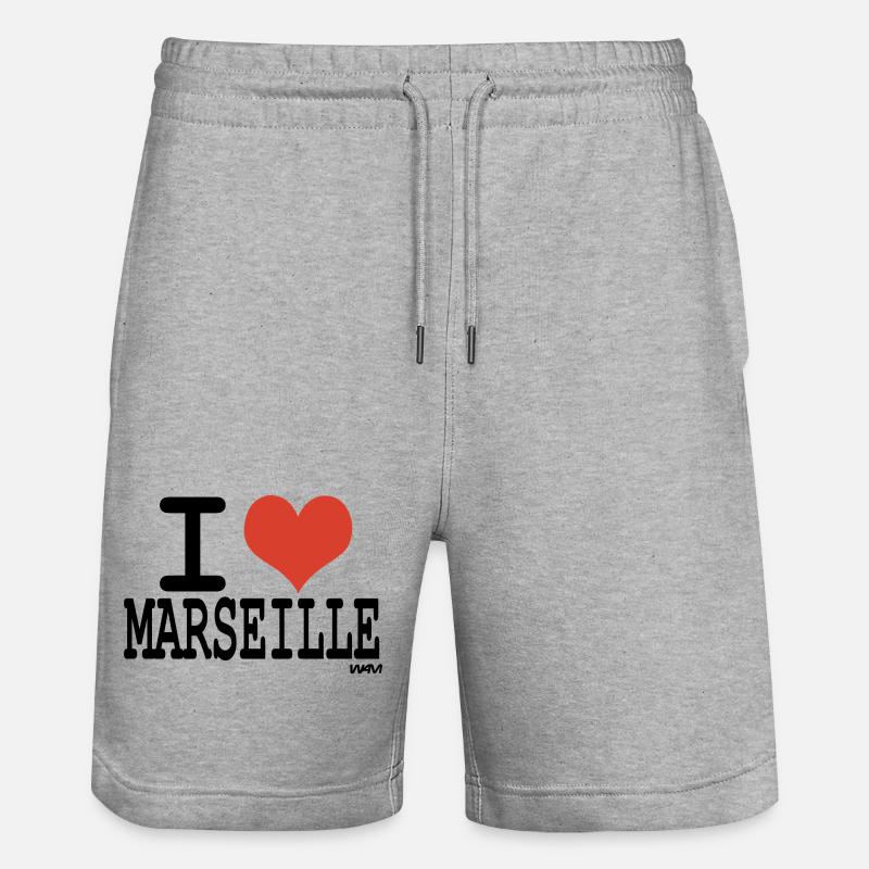 i love marseille - Stanley/Stella Unisex Bio Joggingshorts Trainer  - Grau meliert
