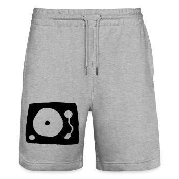 Plattenspieler - Stanley/Stella Unisex Bio Joggingshorts Trainer  - Grau meliert - Vorne - Nik (191cm) & Marisol (170cm)