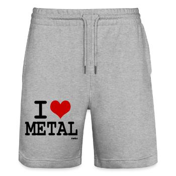 I love metal - couleurs personnalisables - Short de jogging bio TRAINER Stanley/Stella unisexe - gris chiné - Devant - Nik (191cm) & Marisol (170cm)