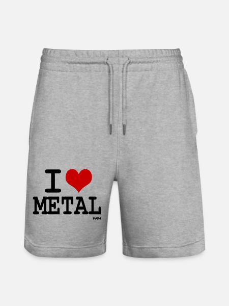 i love metal - Stanley/Stella Trainer Unisex Organic Jogging Shorts - heather grey