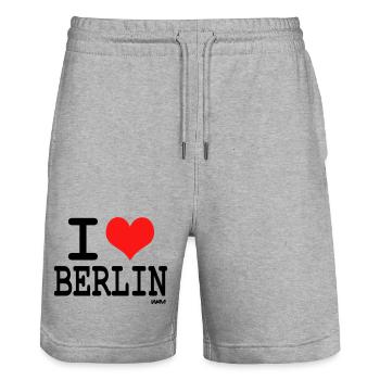 I love Berlin  - Stanley/Stella Unisex Bio Joggingshorts Trainer  - Grau meliert - Vorne - Nik (191cm) & Marisol (170cm)