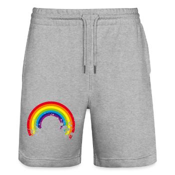 rainbow regenbogen - Stanley/Stella Unisex Bio Joggingshorts Trainer  - Grau meliert - Vorne - Nik (191cm) & Marisol (170cm)