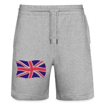British Fahne | England | Fahne | Flag | UK | - Stanley/Stella Trainer Unisex Organic Jogging Shorts - heather grey - Front - Nik (191cm) & Marisol (170cm)