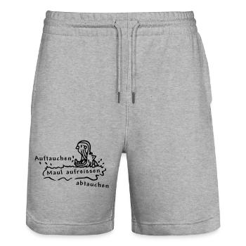 Hippo - Stanley/Stella Trainer Unisex Organic Jogging Shorts - heather grey - Front - Nik (191cm) & Marisol (170cm)