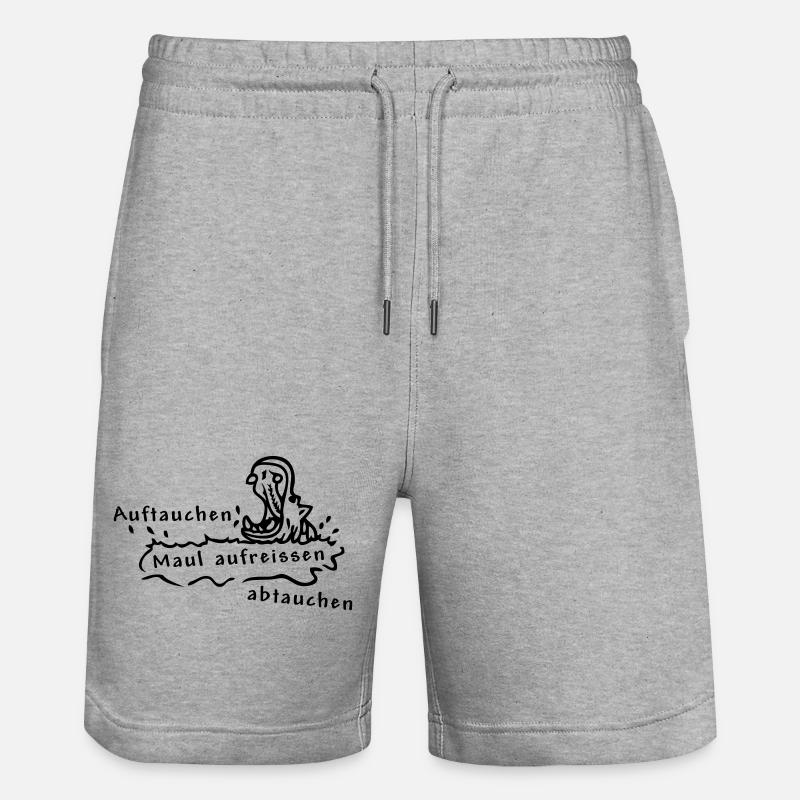 Hippo, Nilpferd, Spruch - Stanley/Stella Unisex Bio Joggingshorts Trainer  - Grau meliert