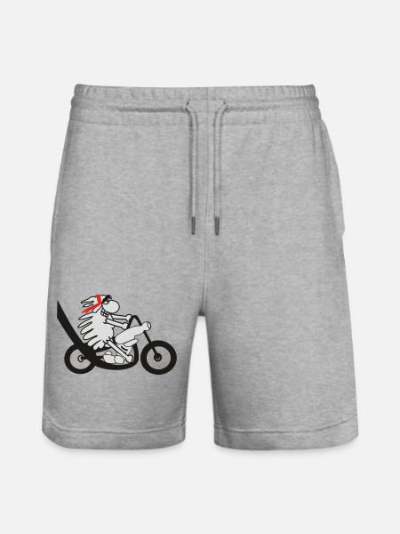 Motorradfahrer Schaf - Stanley/Stella Unisex Bio Joggingshorts Trainer  - Grau meliert