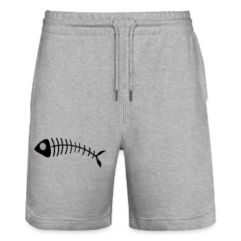 Stilisierte Fischgräten Illustration - Stanley/Stella Unisex Bio Joggingshorts Trainer  - Grau meliert - Vorne - Nik (191cm) & Marisol (170cm)