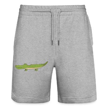 Krokodil - Stanley/Stella Unisex Bio Joggingshorts Trainer  - Grau meliert - Vorne - Nik (191cm) & Marisol (170cm)