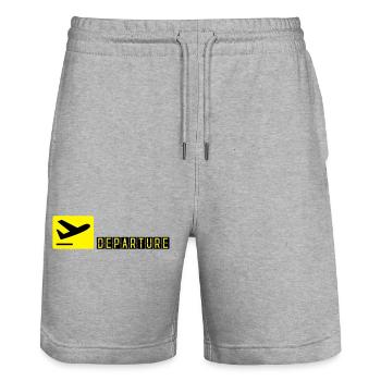 Airplane taking off - Stanley/Stella Trainer Unisex Organic Jogging Shorts - heather grey - Front - Nik (191cm) & Marisol (170cm)