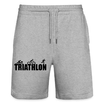 Équipe de compétition sportive de triathlon - Short de jogging bio TRAINER Stanley/Stella unisexe - gris chiné - Devant - Nik (191cm) & Marisol (170cm)
