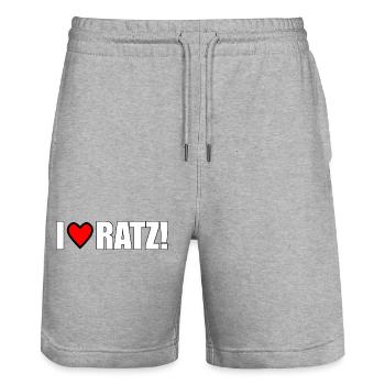 Ich liebe Ratz! - Stanley/Stella Unisex Bio Joggingshorts Trainer  - Grau meliert - Vorne - Nik (191cm) & Marisol (170cm)
