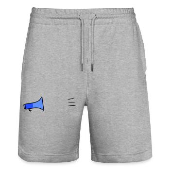 Megafon Text Template - Stanley/Stella Trainer Unisex Organic Jogging Shorts - heather grey - Front - Nik (191cm) & Marisol (170cm)