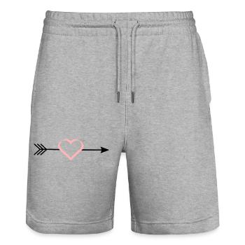 pinkes Herz rosa rot Pfeil Herzen Valentinstag - Stanley/Stella Unisex Bio Joggingshorts Trainer  - Grau meliert - Vorne - Nik (191cm) & Marisol (170cm)