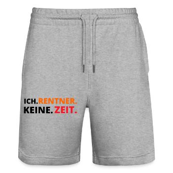 Rentner Funshirt - Rentner Sprüche – Ruhestand - Stanley/Stella Unisex Bio Joggingshorts Trainer  - Grau meliert - Vorne - Nik (191cm) & Marisol (170cm)