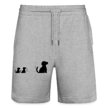 Familie brave sitzende Hunde - Stanley/Stella Unisex Bio Joggingshorts Trainer  - Grau meliert - Vorne - Nik (191cm) & Marisol (170cm)