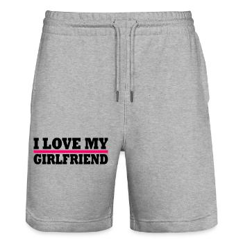 I love my girlfriend - Stanley/Stella Unisex Bio Joggingshorts Trainer  - Grau meliert - Vorne - Nik (191cm) & Marisol (170cm)