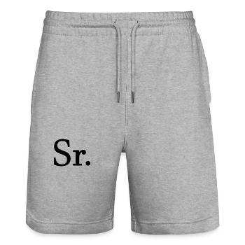Sr. Engagement Gift Groom To Be Wedding Party - Stanley/Stella Trainer Unisex Organic Jogging Shorts - heather grey - Front - Nik (191cm) & Marisol (170cm)