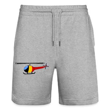 Hélicoptère Belgique Flag Enfants - Short de jogging bio TRAINER Stanley/Stella unisexe - gris chiné - Devant - Nik (191cm) & Marisol (170cm)
